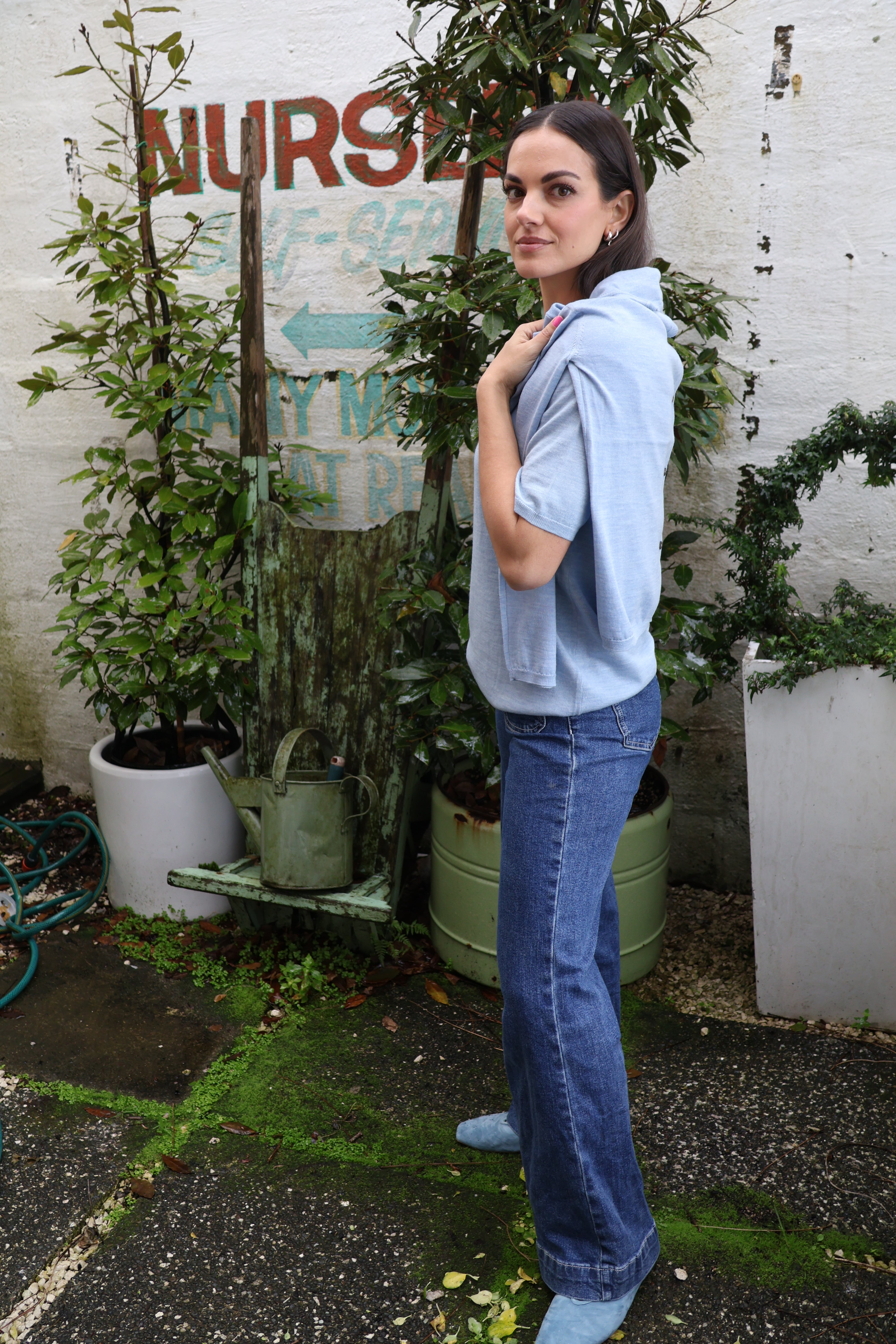 Bloodstone L/S Knit Yarnsmith Pale Blue