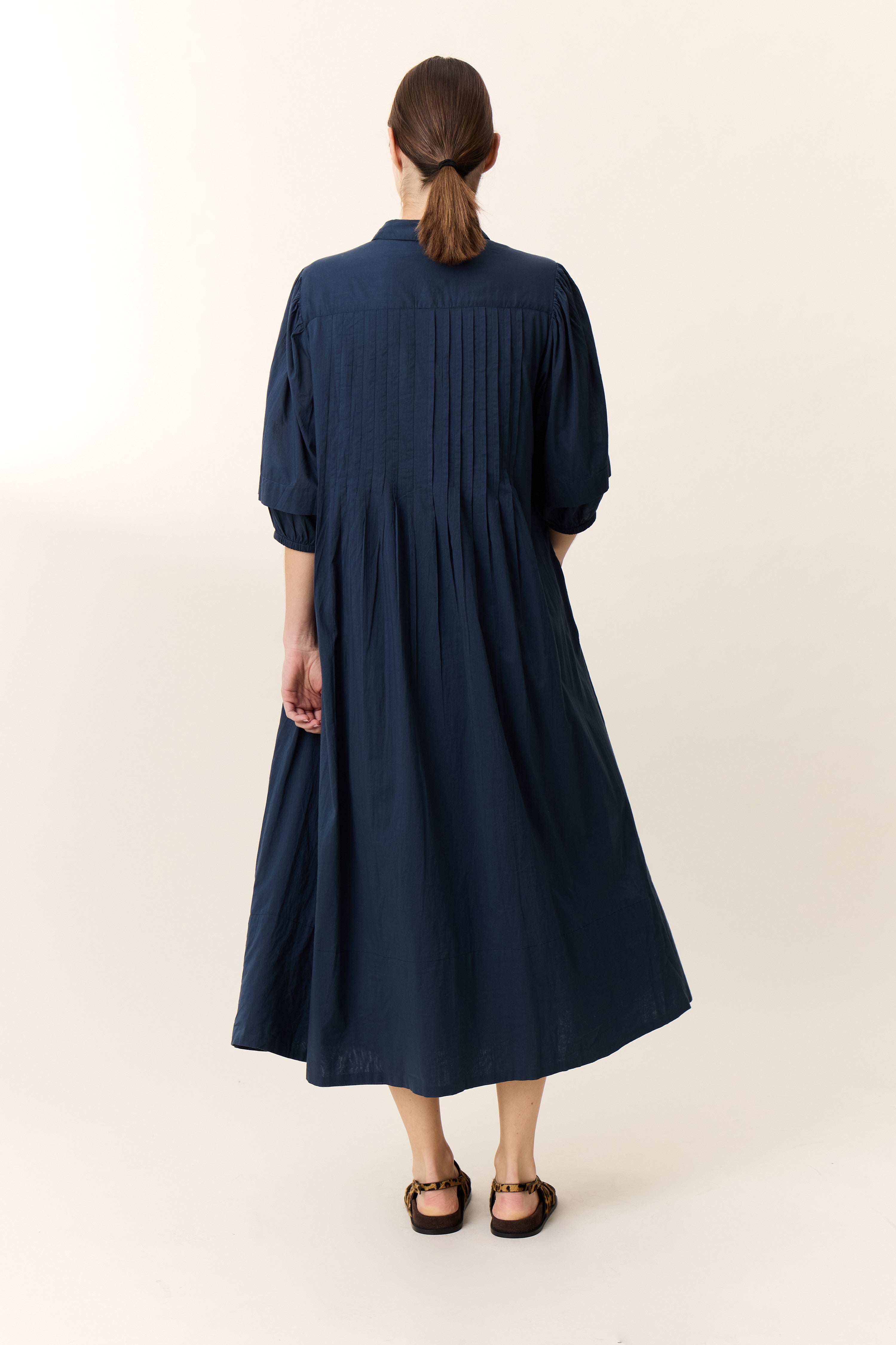 Roca Pleat Dress Black Iris Leon & Harper