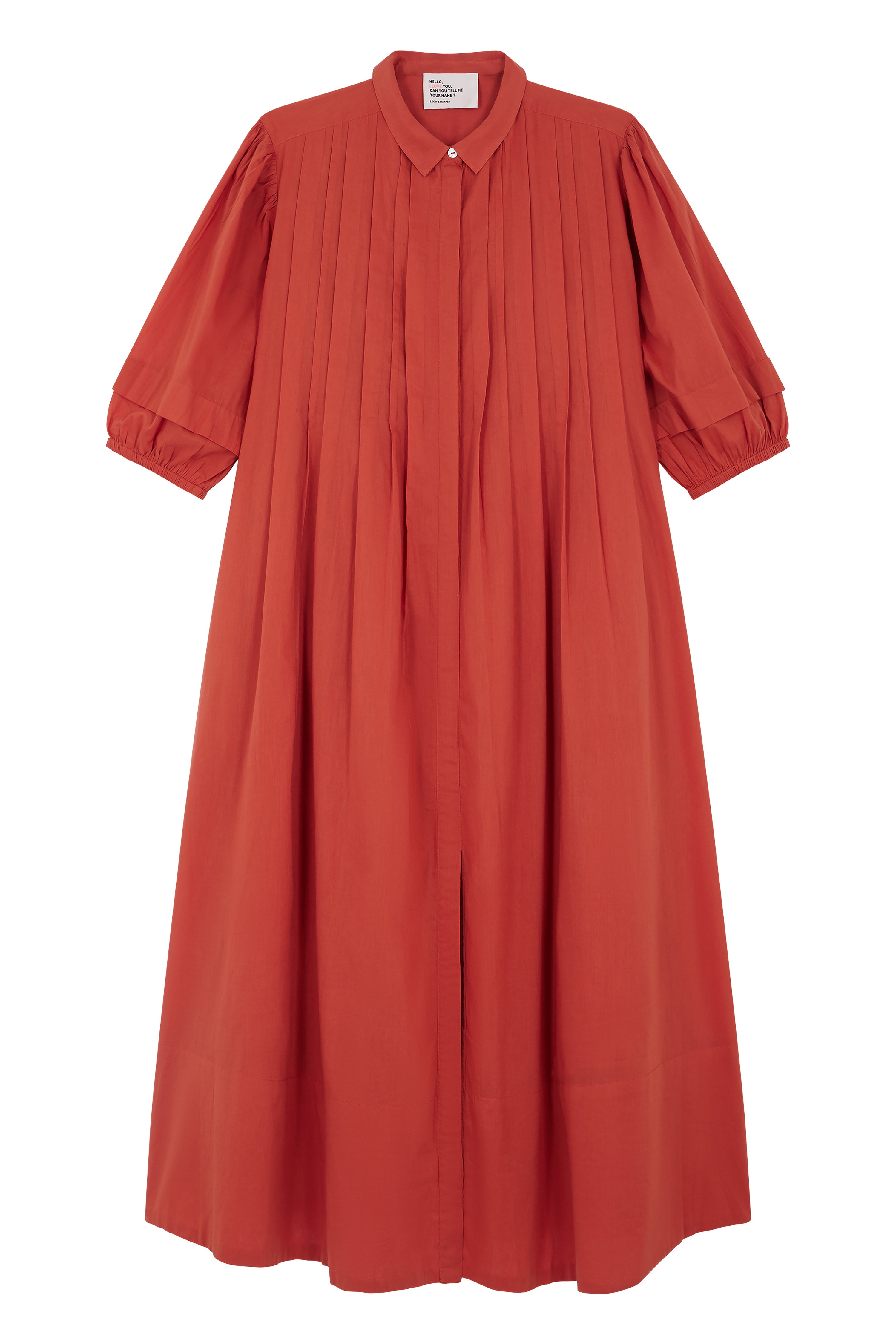 Roca Pleat Dress Terracotta Leon & Harper