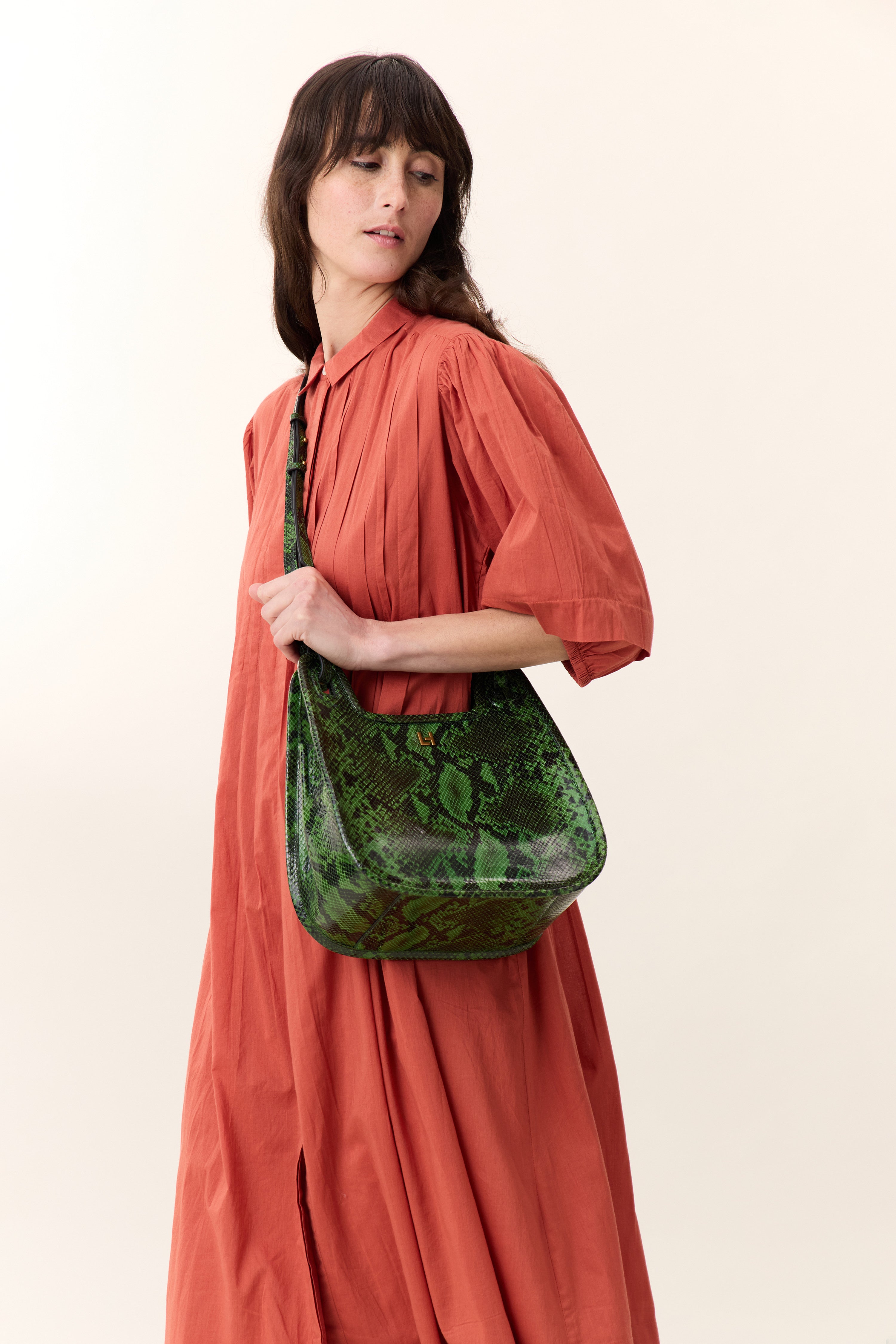 Roca Pleat Dress Terracotta Leon & Harper