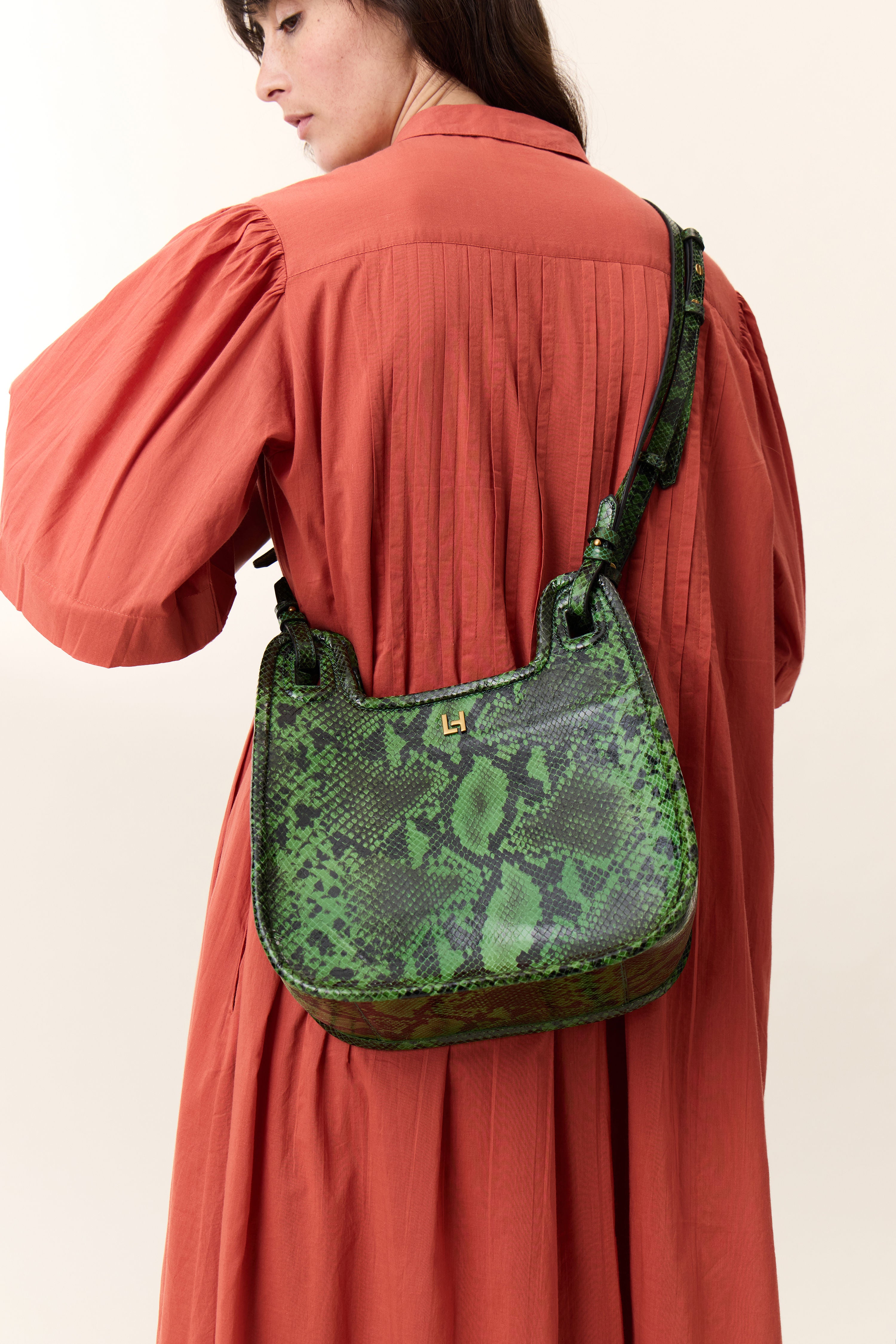 Roca Pleat Dress Terracotta Leon & Harper