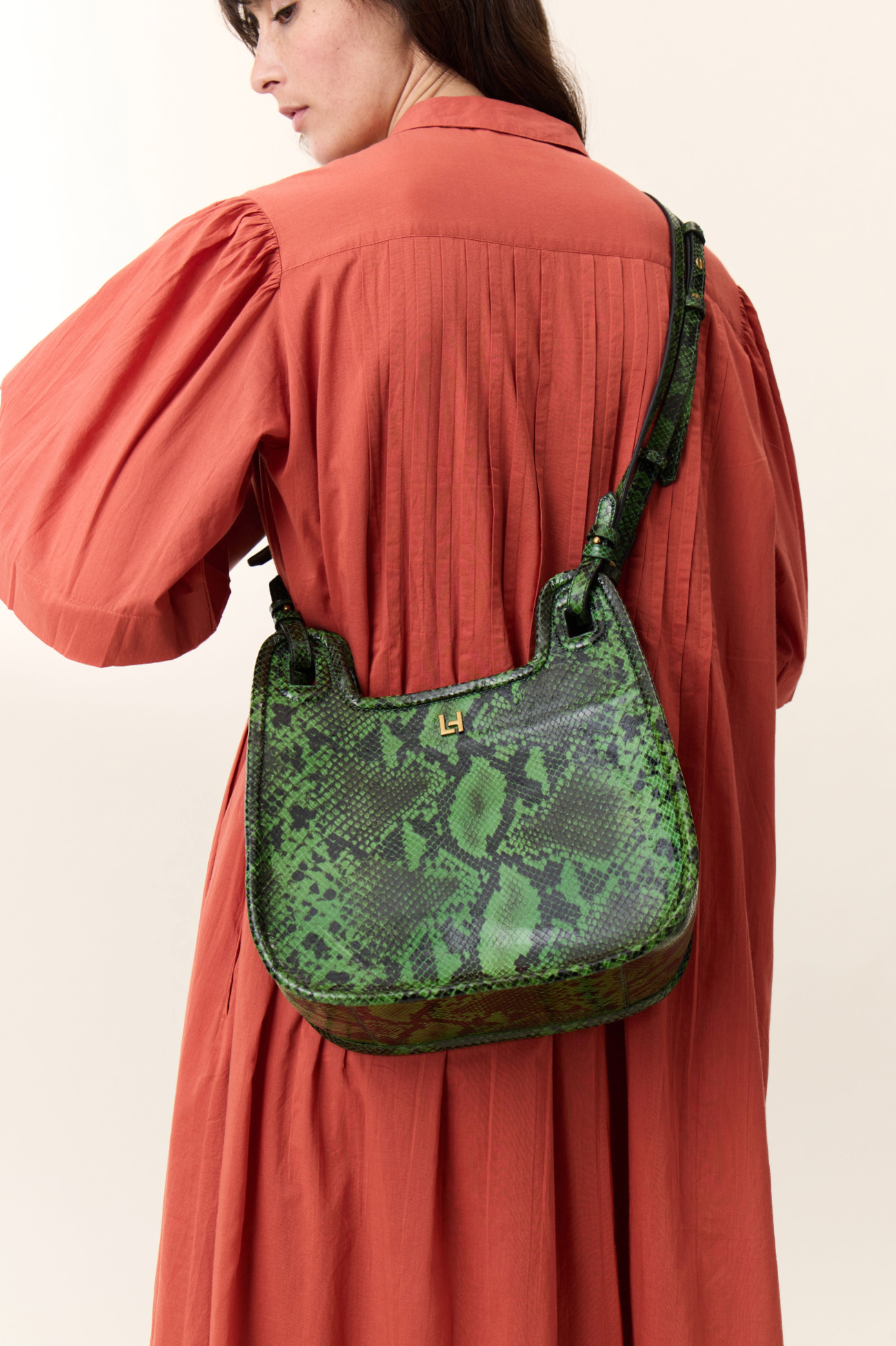 Roca Pleat Dress Terracotta Leon & Harper