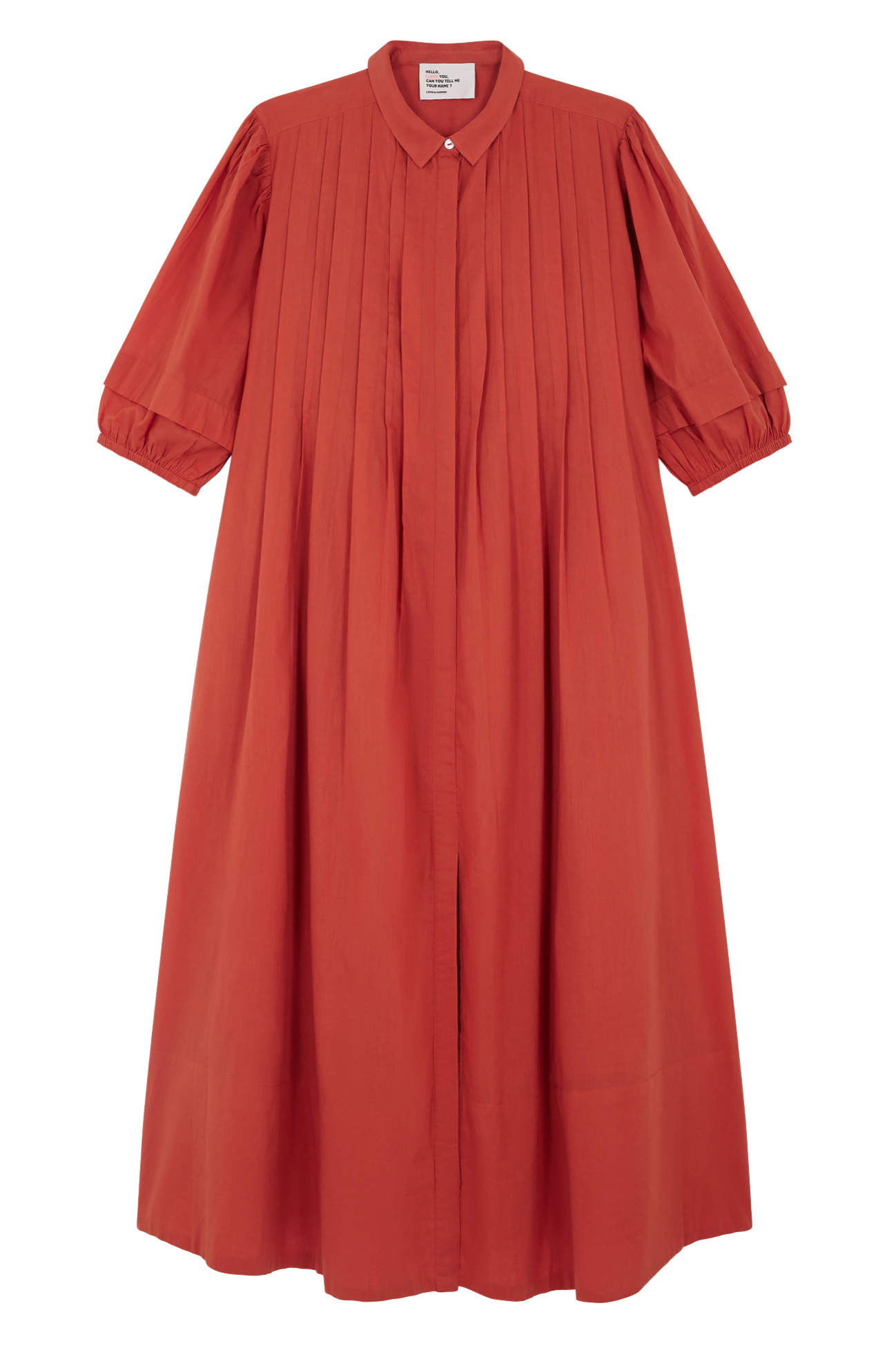 Roca Pleat Dress Terracotta Leon & Harper