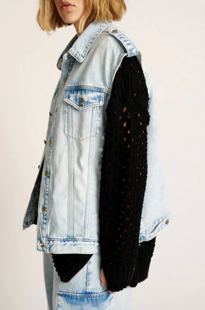 One Teaspoon Depeche Blue Oversized Denim Trucker Sleeveless Jacket