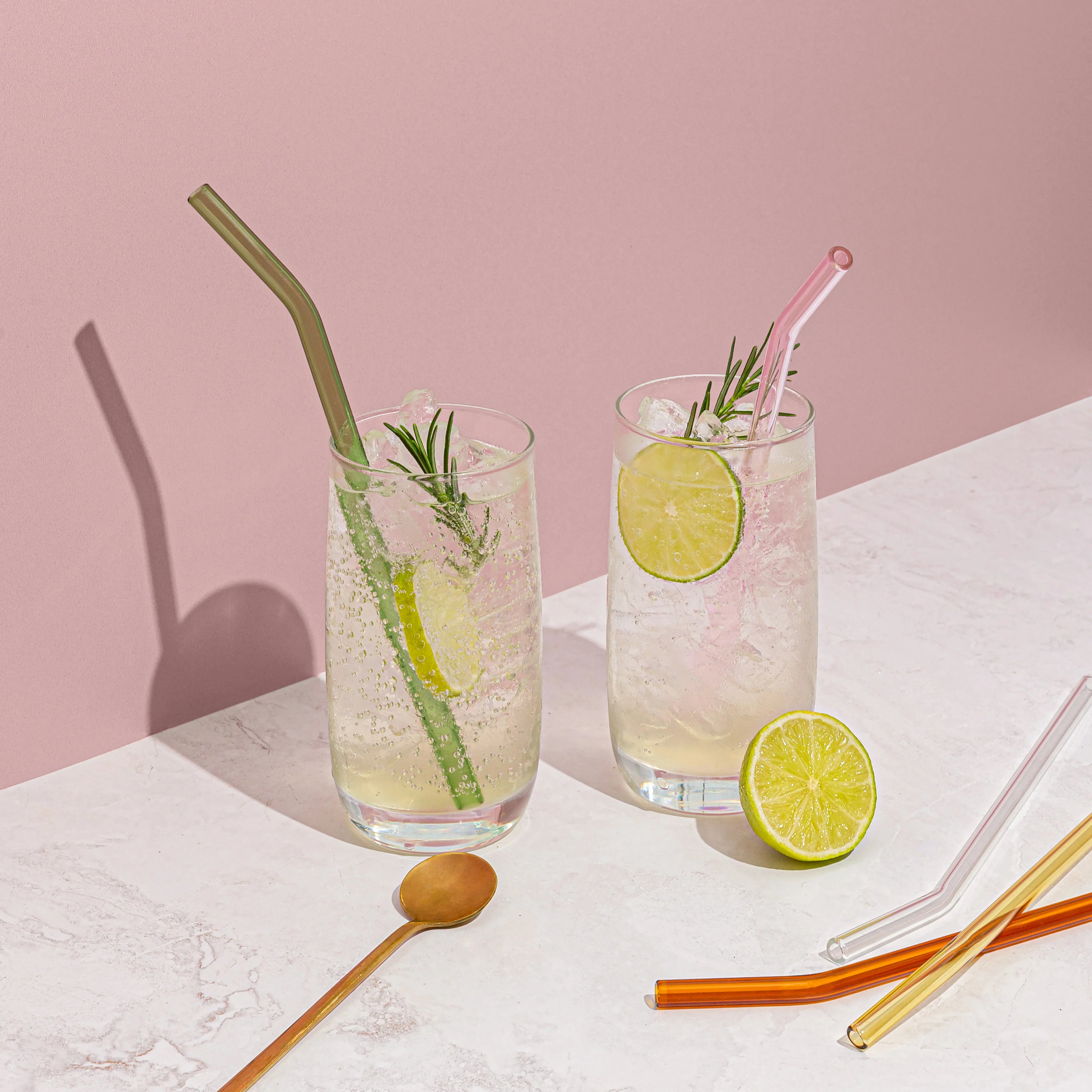 Sucker Original glass drinking straw set MULTI