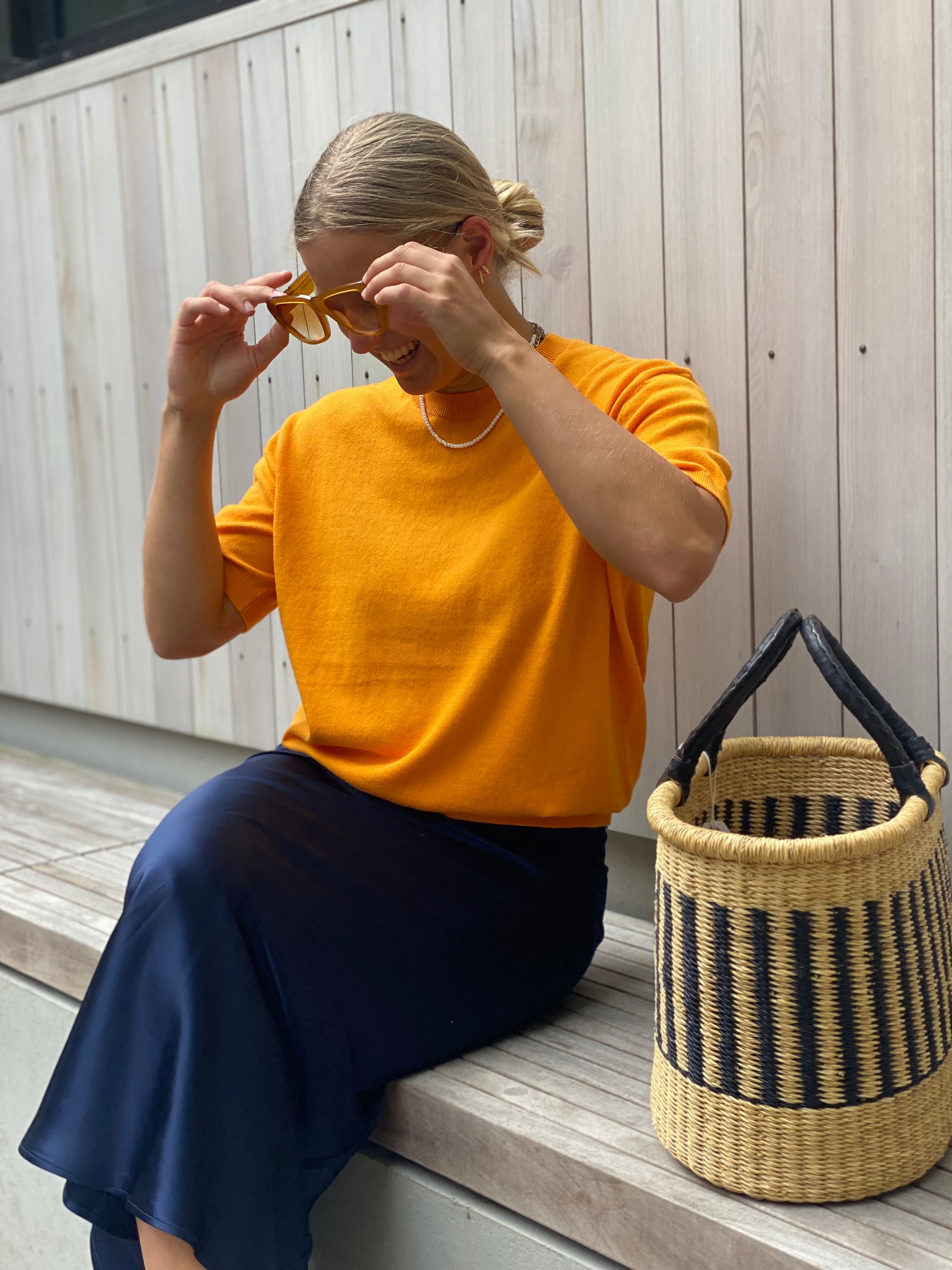 Beryl Cotton/Cashmere T Shirt Yarnsmith BRK3A Orange