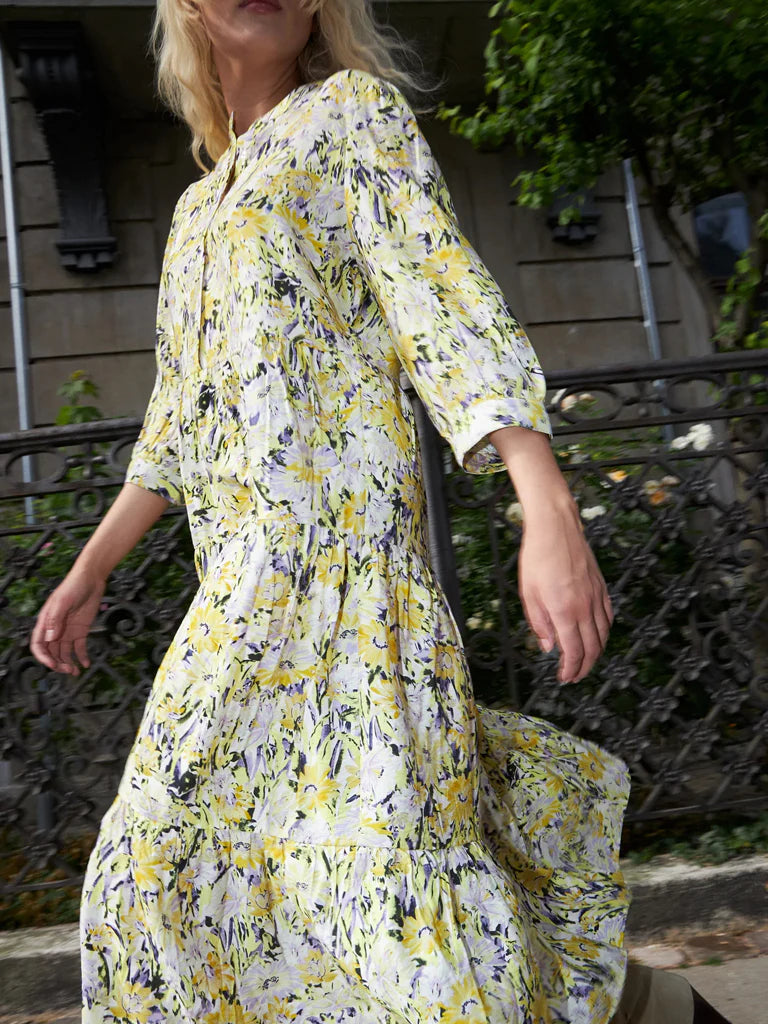 Olivia Midi Dress Lollys Laundry Yellow Floral