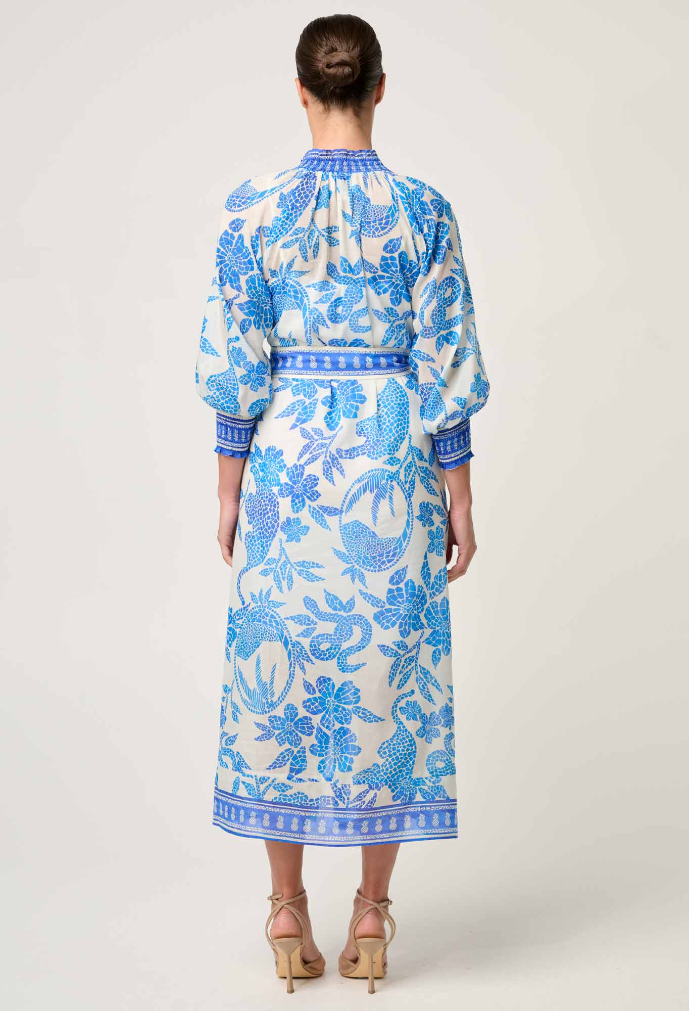 Carmen Maxi Dress Azure Mosaic Once Was