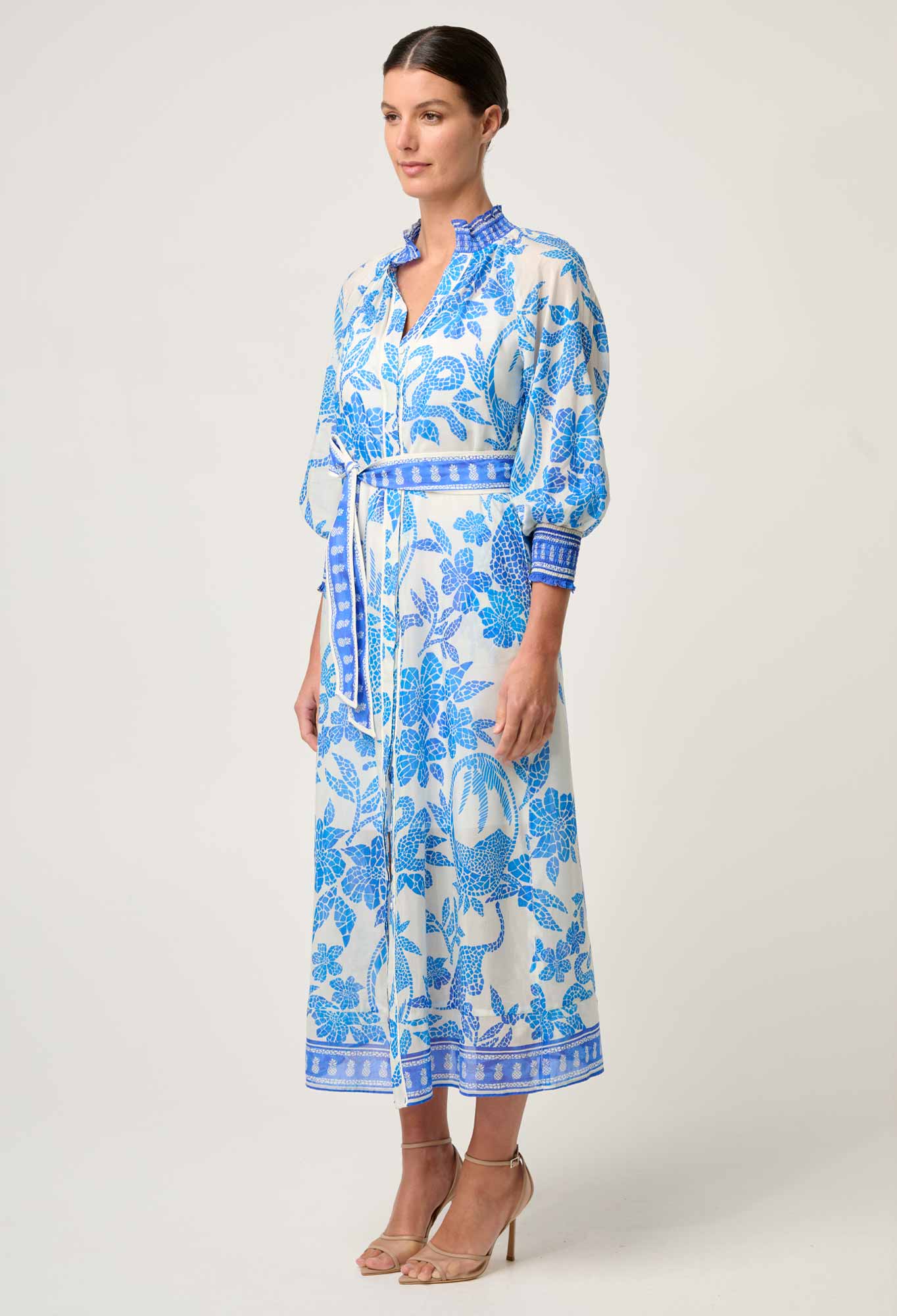 Carmen Maxi Dress Azure Mosaic Once Was