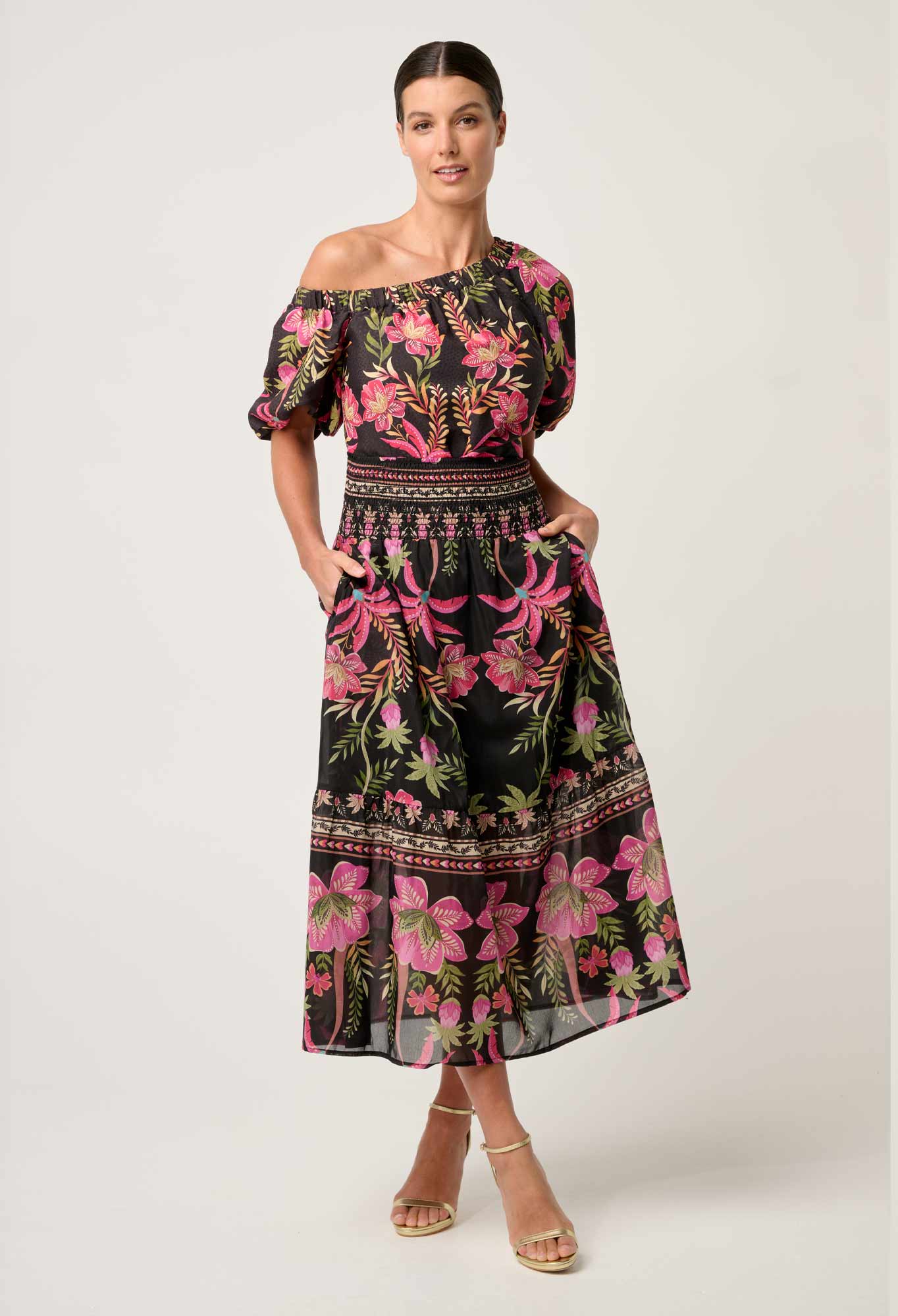 Cordelia Anthos Lobos Shirred Waist Skirt