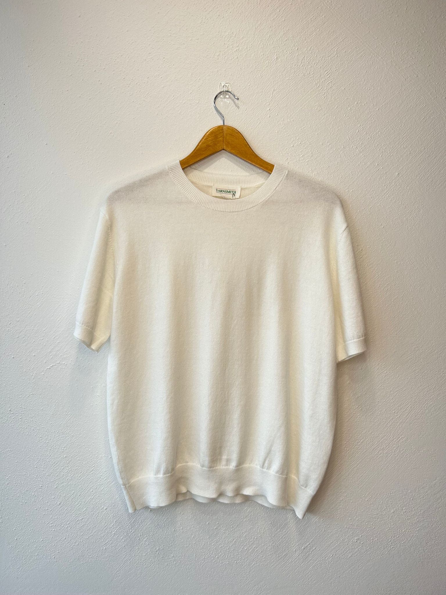 Beryl Cotton/Cashmere T Shirt Yarnsmith BRK3A White